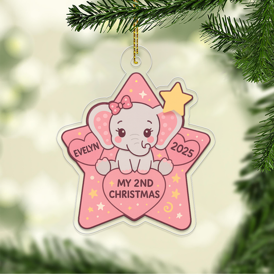 Personalized Elephant Ornament, Christmas Decor, Elephant Christmas Home Decor, Elephant Gift, Custom Kids Gift, Elephant Baby Shower