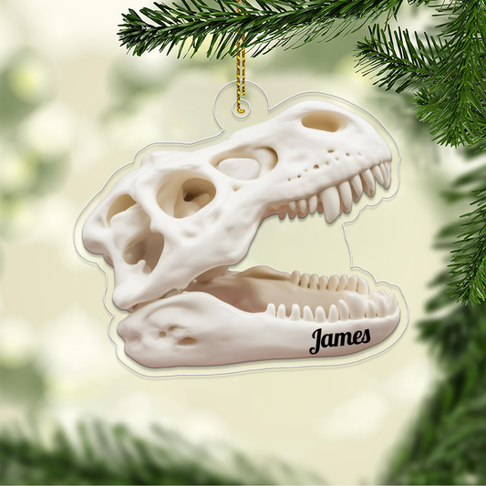 Personalized Fossil Ornament, Custom Name Dinosaur Fossil