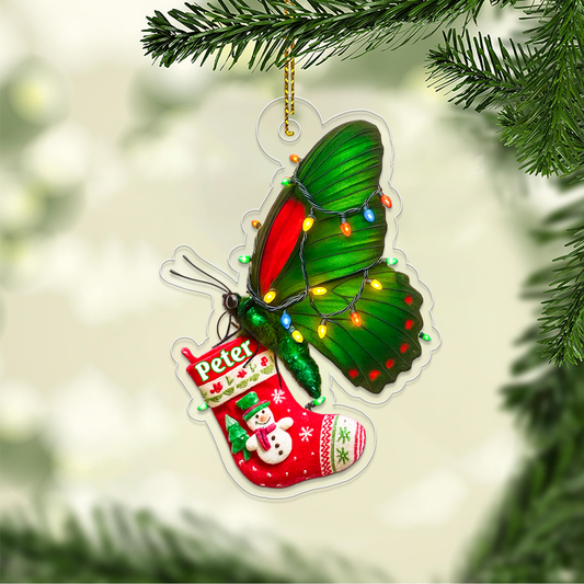 Custom Name Butterfly Christmas Sock