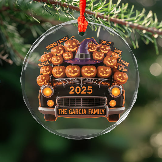 A Spooky Ride With Your Family Names, Personalized Ornament