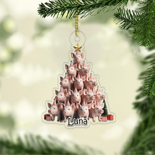 Custom Name Pig Xmas Tree