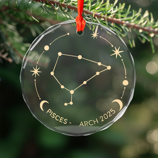Zodiac signs glass ornament