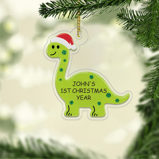Personalized Dinosaur Baby's 1st Christmas Ornament, Christmas Decor, Baby's First Christmas Ornament Dinosaur for Boy, Gift for Baby Boy