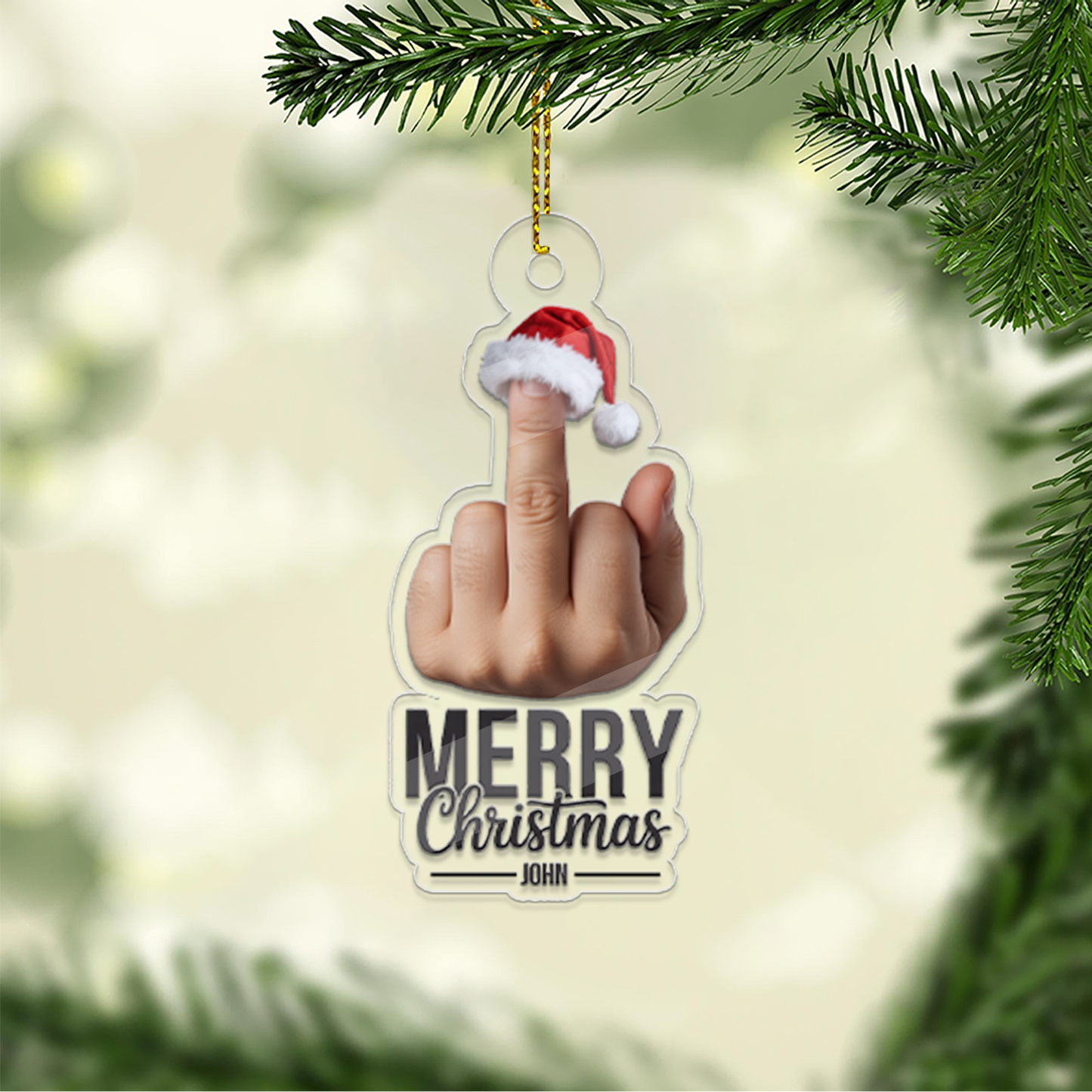 Personalized Middle Finger Merry Christmas, Merry Fucking Christmas Keepsake, Funny Gifts for Best Friends, Funny Merry Xmas Ornament