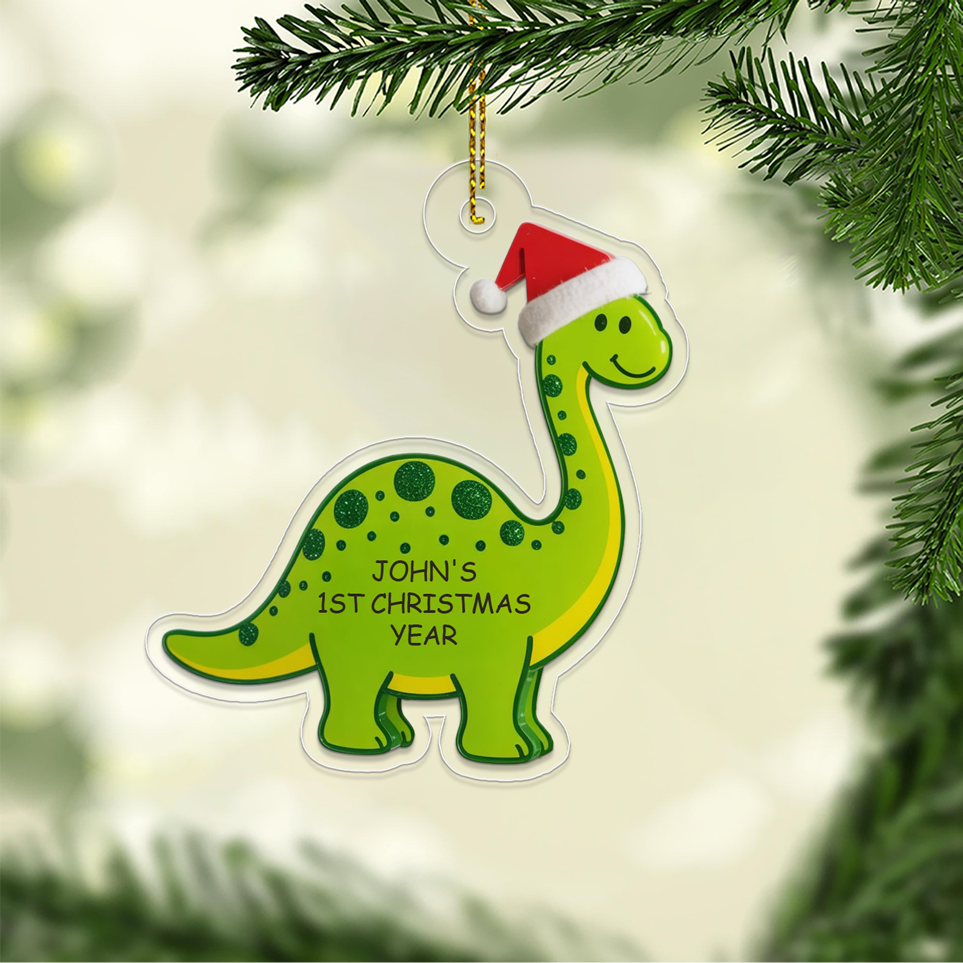 Personalized Dinosaur Baby's 1st Christmas Ornament, Christmas Decor, Baby's First Christmas Ornament Dinosaur for Boy, Gift for Baby