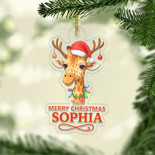Custom Name Giraffe Merry Christmas2