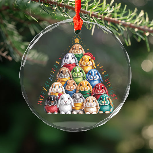 Bunny Xmas Glass Ornament2