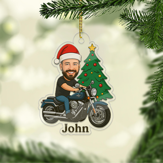 Custom Photo Motorbike Ornament, Unique Gift for Motorbike Lovers, Biker Christmas Ornament, Xmas Gift for Biker