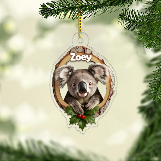 Custom Name Koala Forest Animal Christmas