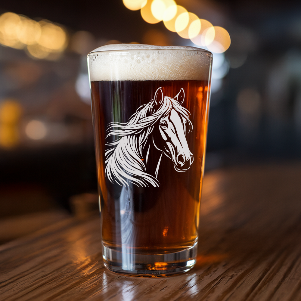 Custom Photo Horse Farm Beer Glass – Personalized Pint Glass Gift for Horse Lovers THUC99H01