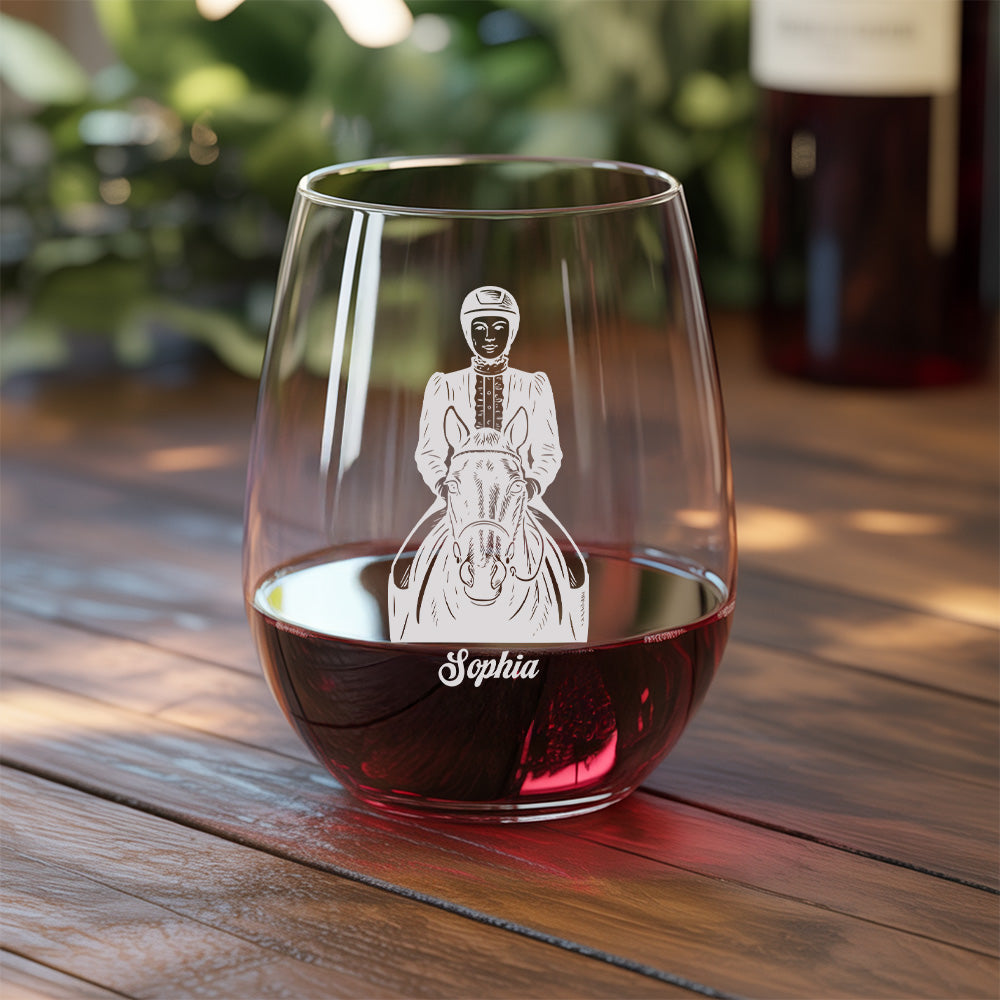 Custom Photo Horse Stemless Wine Glass | Personalized Pet Photo Stemless Wine Glass | Gift For Pet Owners TNNGL49