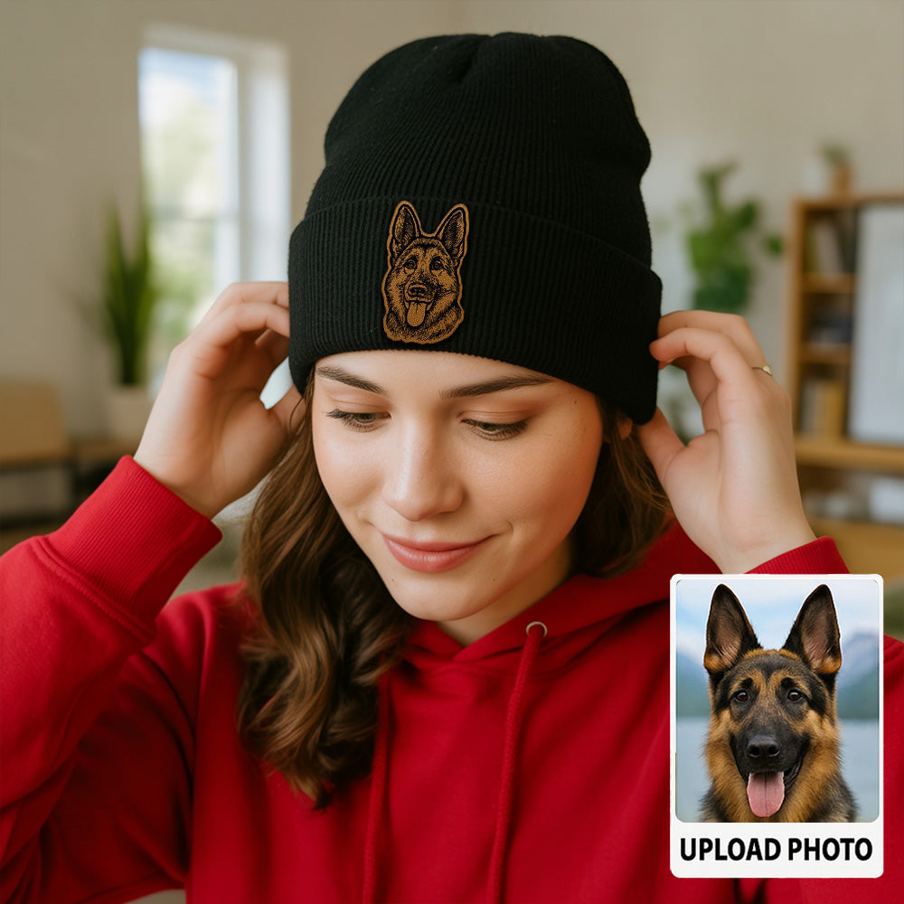 Personalized Dog Beanie Hat – Custom Pet Face Winter Knit Hat, Cute Gift for Dog Owners TH99B07