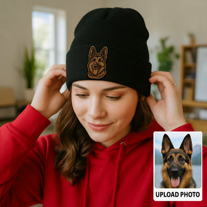 Personalized Dog Beanie Hat – Custom Pet Face Winter Knit Hat, Cute Gift for Dog Owners TH99B07
