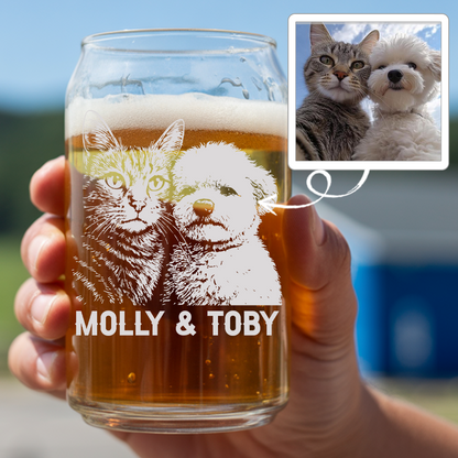 Custom Photo Pet Beer Glasses Using Pet Photo | Personalized Pet Beer Can Glasses | Custom Pet Photo Glass TNNGL34