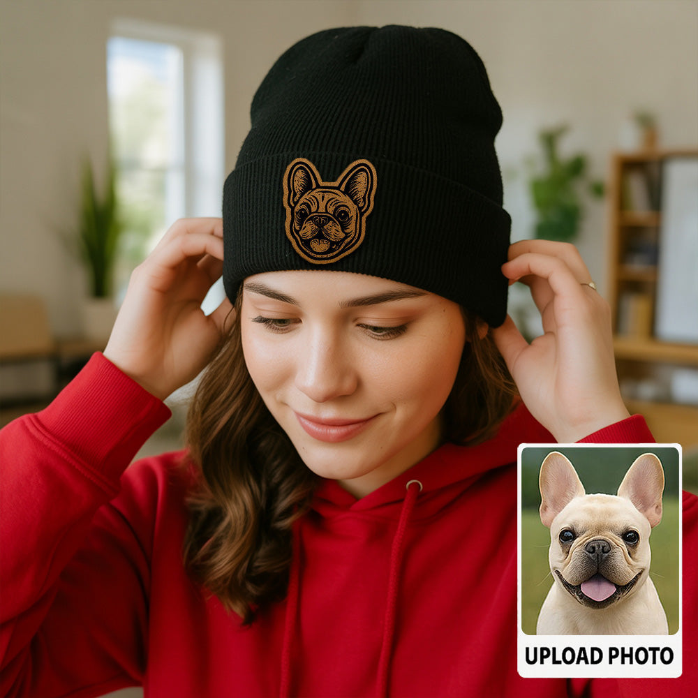 Custom Pet Photo Beanie Hat – Personalized Knit Hat with Dog or Cat Picture, Perfect Gift for Animal Lovers TH99B03