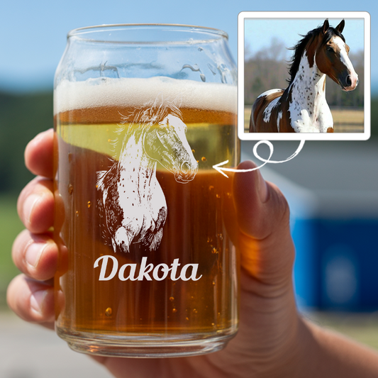 Custom Photo Horse Beer Can Glass | Personalized Gift for Pet Owners | Gift For Pet Lover TNNGL01