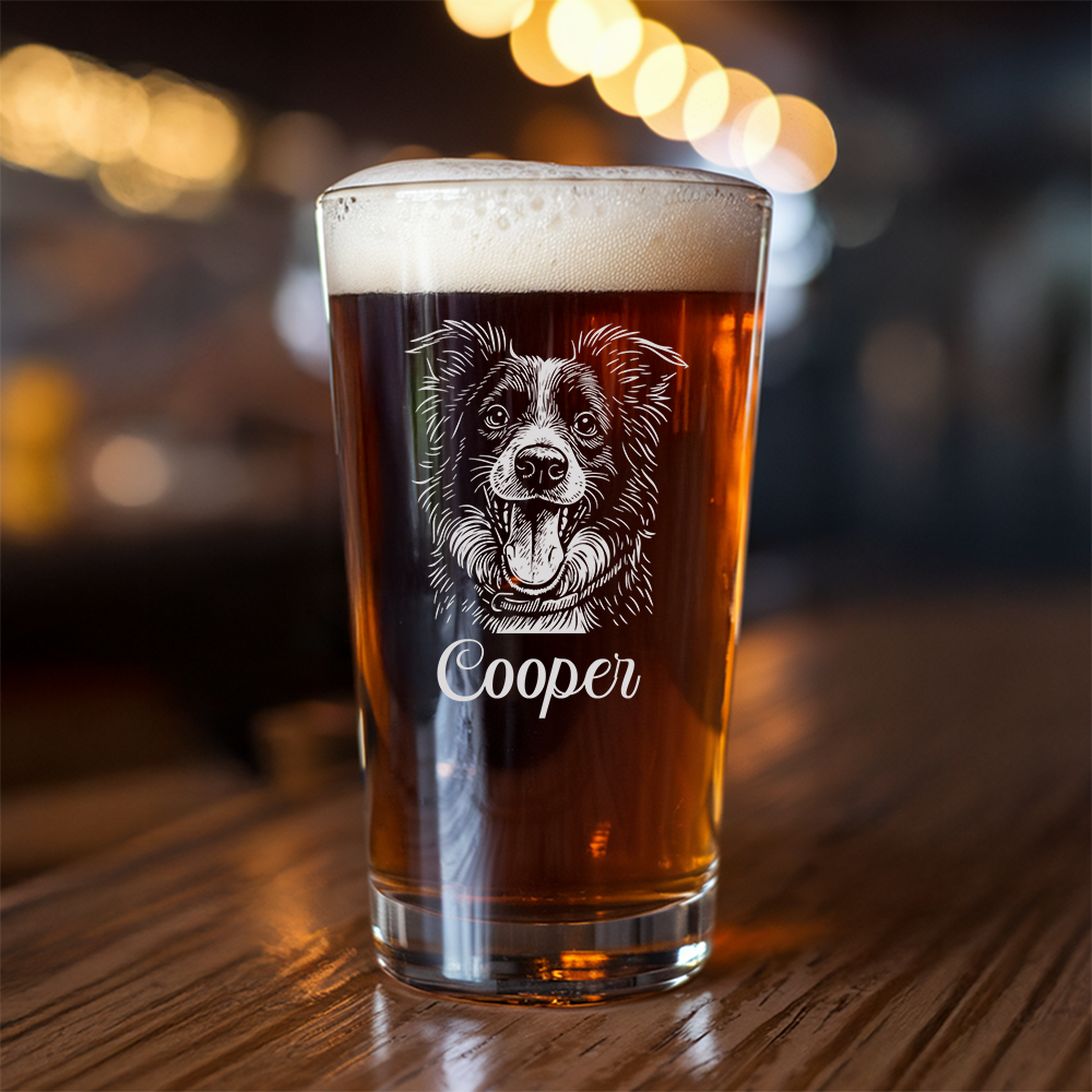 Custom Photo Dog Beer Glasses | Custom Pint Glass with Your Dog's Photo | Dog Photo On Pint Glass TNNGL22