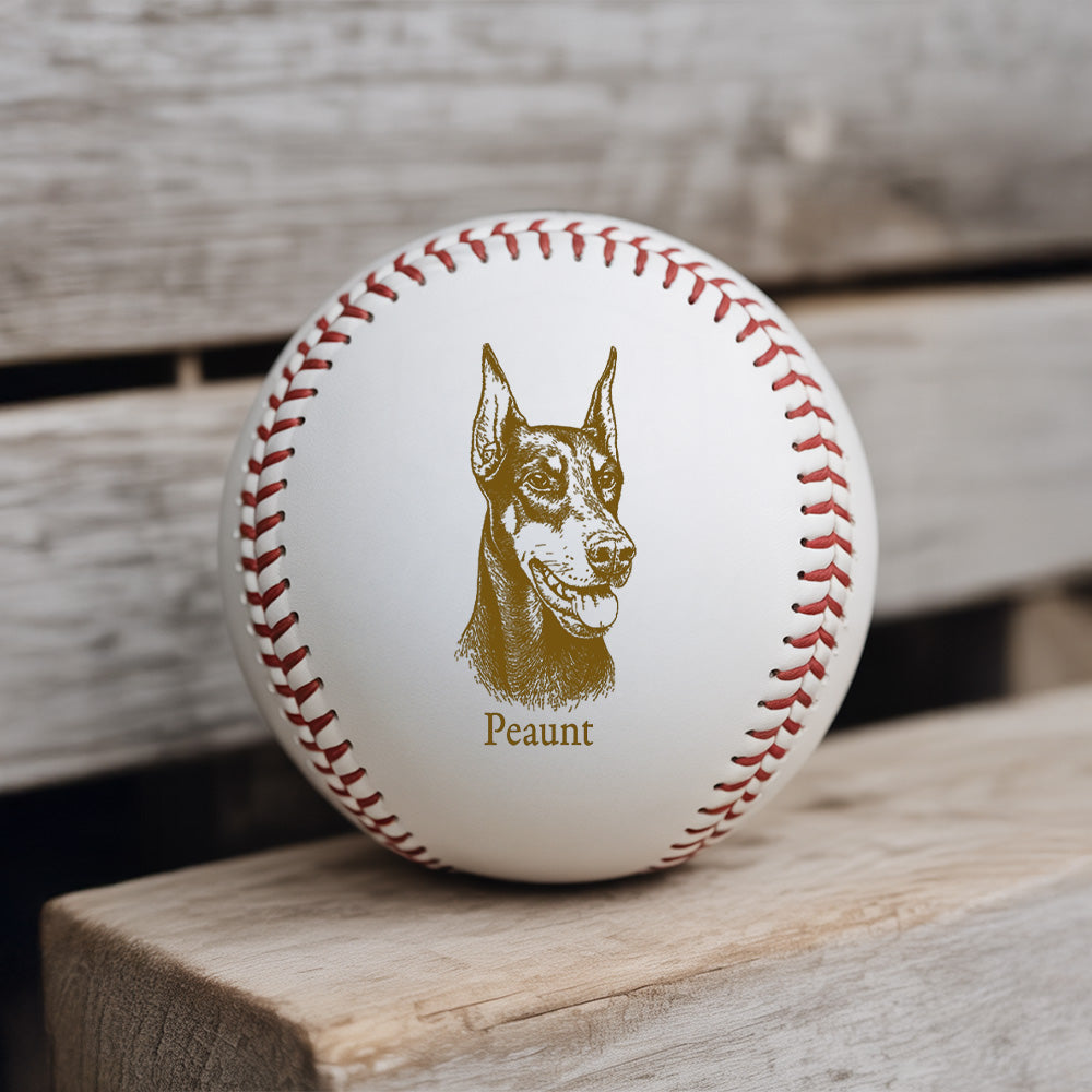 Custom Dog Photo Baseball Gift, Engraved Pet Portrait Photo Baseball Ball, Dog Memorial Keepsake TNBA036