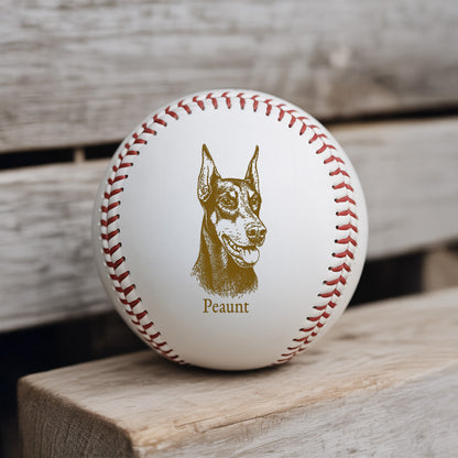 Custom Dog Photo Baseball Gift, Engraved Pet Portrait Photo Baseball Ball, Dog Memorial Keepsake TNBA036