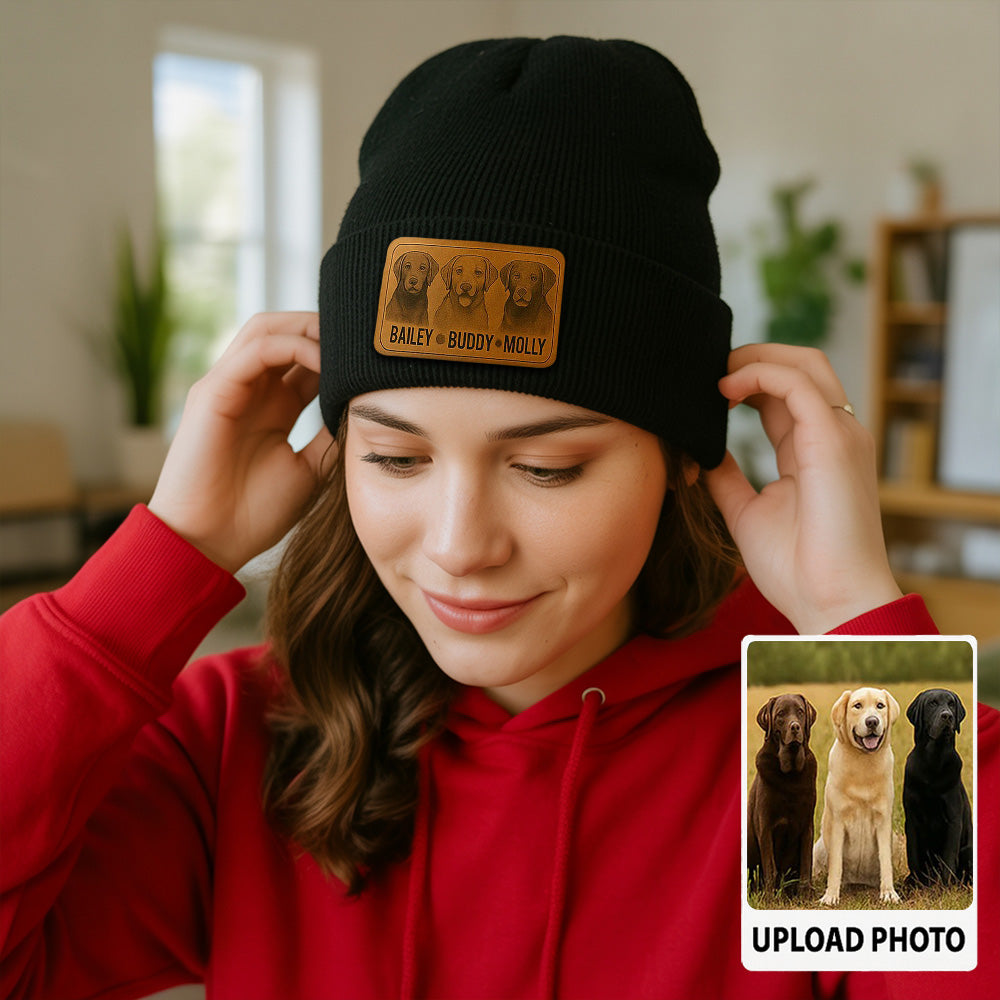 Custom Dog Photo Knit Beanie – Personalized Pet Winter Hat, Warm Gift for Dog Moms & Dads TH99B08