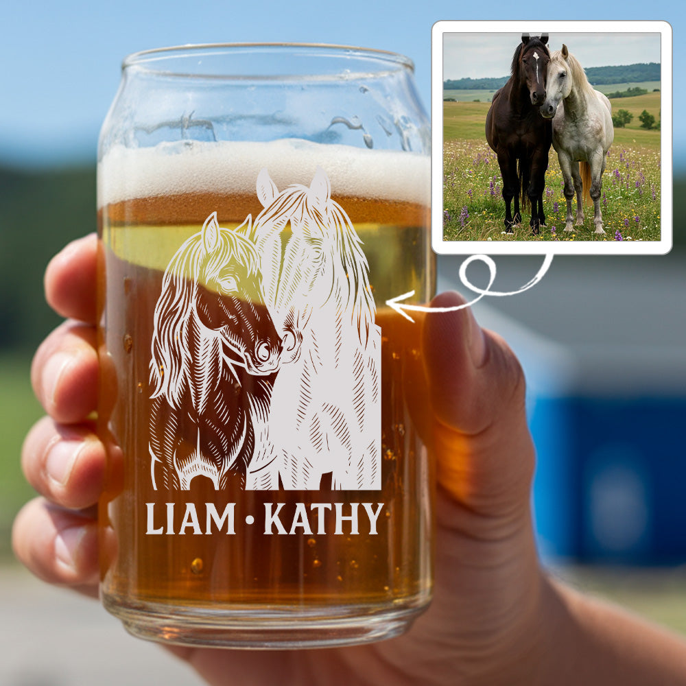 Custom Photo Horse Beer Can Glass | Personalized Gift for Pet Owners | Gift For Pet Lover TNNGL45