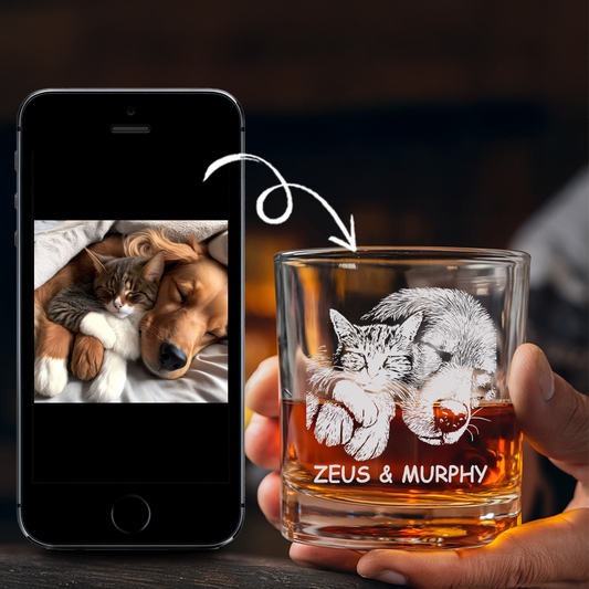 Custom Pet Portrait Whiskey Glass, Engraved Dog Portrait Gift, Pet Photo on Glass, Gift For Dog Lover TNNGL38