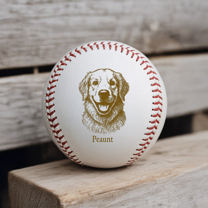 Custom Dog Photo Baseball Gift, Engraved Pet Portrait Photo Baseball Ball, Dog Memorial Keepsake TNBA034