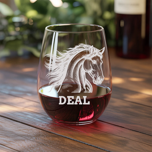 Custom Photo Horse Stemless Wine Glass | Personalized Pet Photo Stemless Wine Glass | Gift For Pet Owners TNNGL50