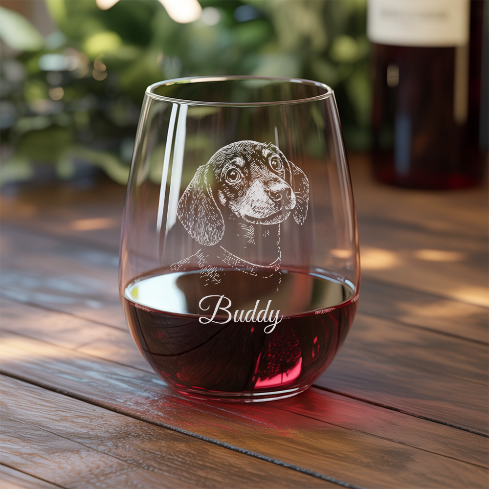 Custom Photo Dog Stemless Wine Glass | Personalized Pet Photo | Gift for Pet Owners TNNGL14