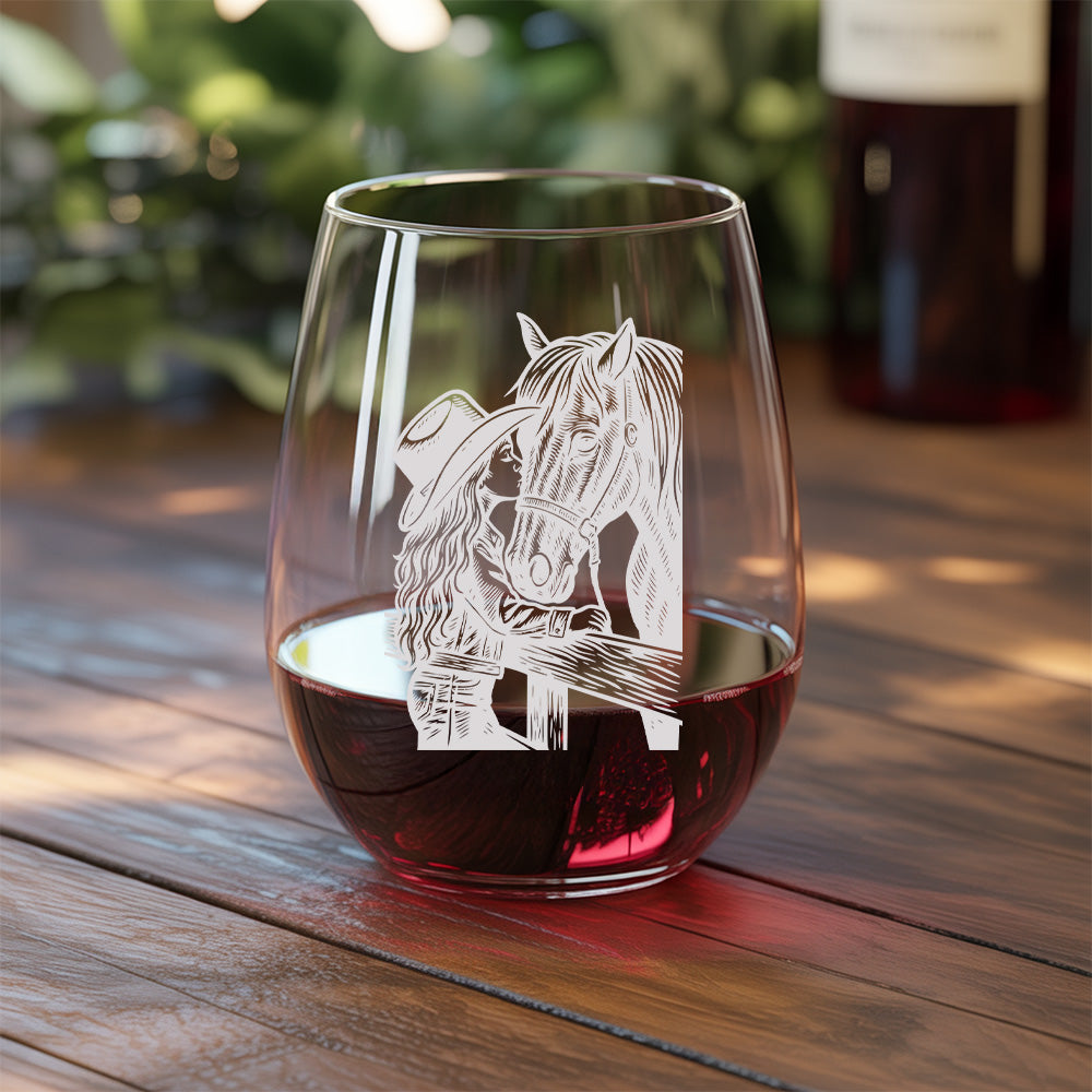 Custom Photo Horse Stemless Wine Glass | Personalized Pet Photo Stemless Wine Glass | Gift For Pet Owners TNNGL55