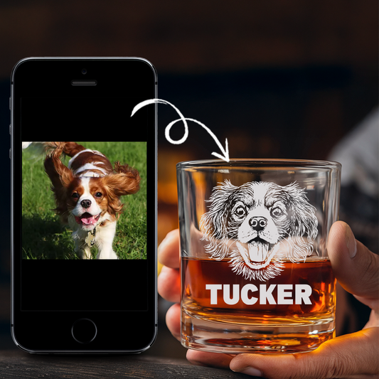 Custom Pet Portrait Whiskey Glass, Engraved Dog Portrait Gift, Pet Photo on Glass, Gift For Dog Lover TNNGL42