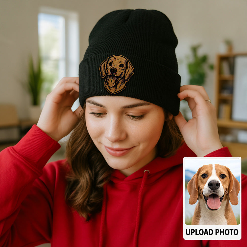 Custom Dog Portrait Beanie Hat – Personalized Pet Winter Hat, Unique Gift for Pet Moms and Pet Dads TH99B05