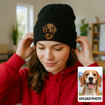 Custom Dog Portrait Beanie Hat – Personalized Pet Winter Hat, Unique Gift for Pet Moms and Pet Dads TH99B05