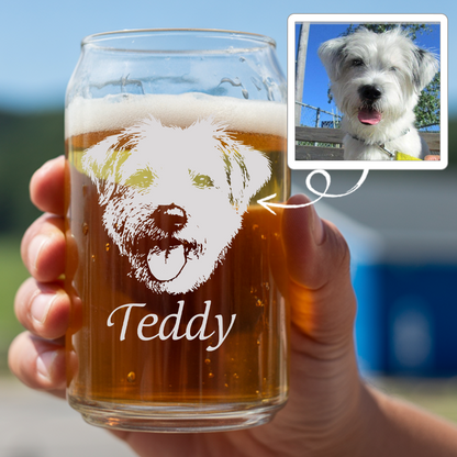 Custom Photo Dog Beer Glasses | Personalized Dog Photo Beer Can Glasses | Custom Pet Gift TNNGL28