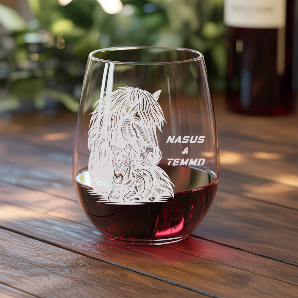 Custom Photo Horse Stemless Wine Glass | Personalized Pet Photo Stemless Wine Glass | Gift For Pet Owners TNNGL53