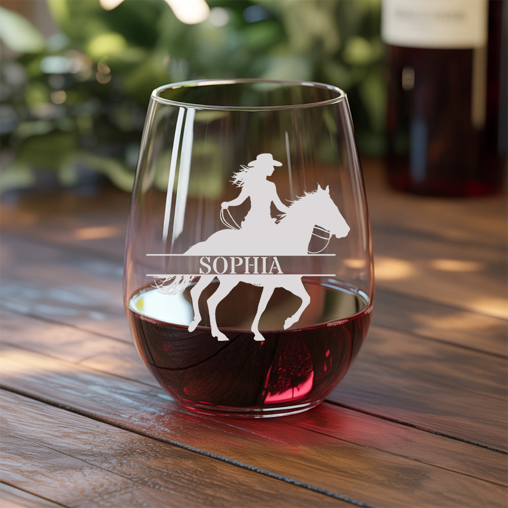 Custom Photo Horse Stemless Wine Glass | Personalized Pet Photo Stemless Wine Glass | Gift For Pet Owners TNNGL56