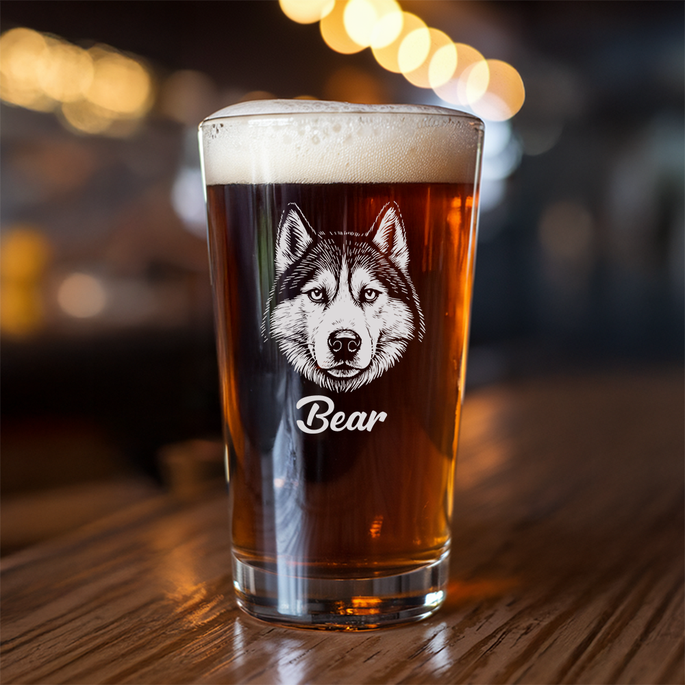 Custom Dog Photo Beer Glasses | Personalized Pint Glass with Your Dog's Photo | Gift for Pet Owners TNNGL21