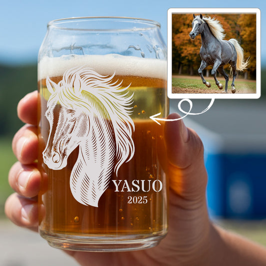 Custom Photo Horse Beer Can Glass | Personalized Gift for Pet Owners | Gift For Pet Lover TNNGL47