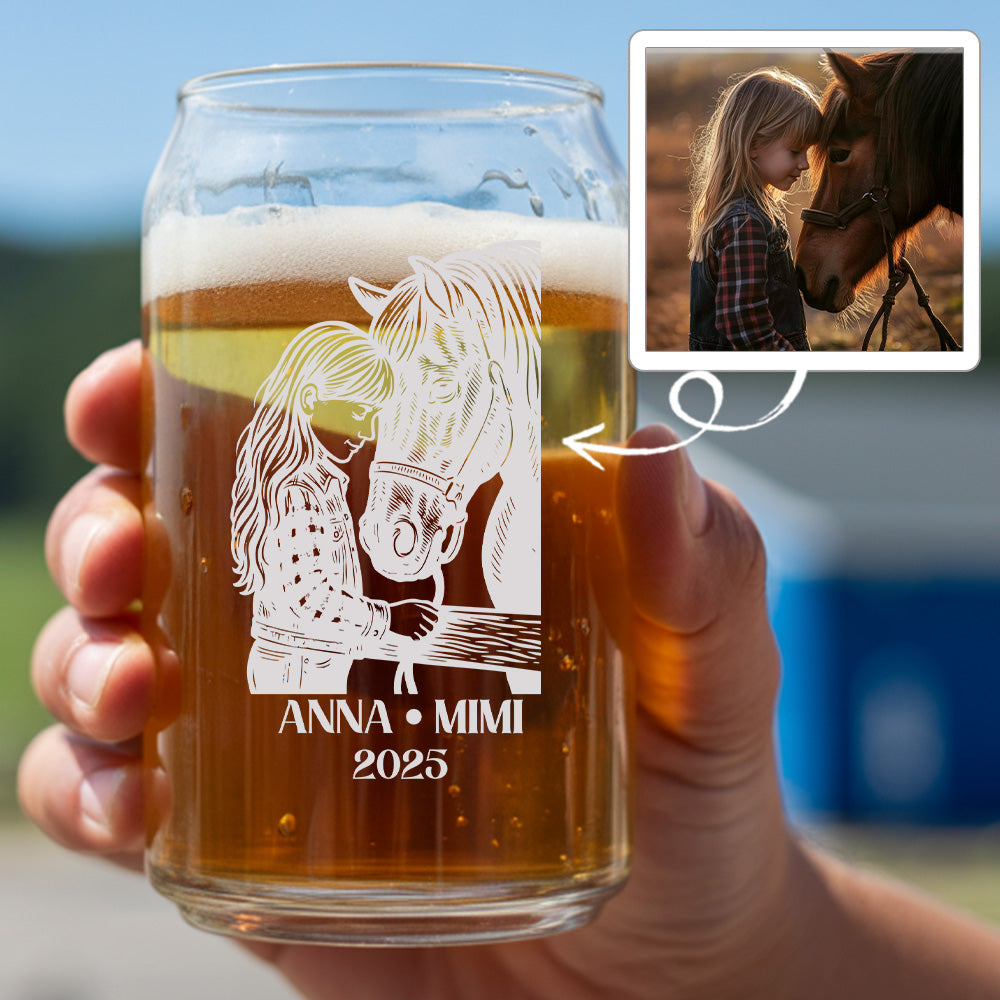 Custom Photo Horse Beer Can Glass | Personalized Gift for Pet Owners | Gift For Pet Lover TNNGL46