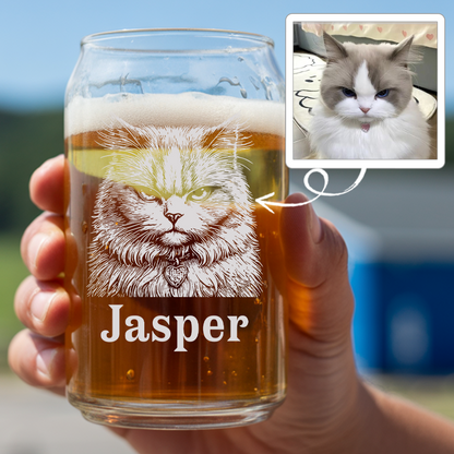 Custom Photo Cat Beer Can Glass | Personalized Gift for Pet Owners | Gift For Pet Lover TNNGL03