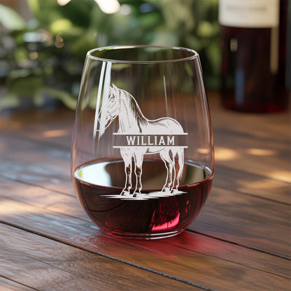 Custom Photo Horse Stemless Wine Glass | Personalized Pet Photo Stemless Wine Glass | Gift For Pet Owners TNNGL54