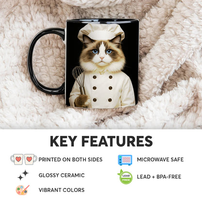 Custom Photo Cat Chef Mug _ Gift For Cat Lovers