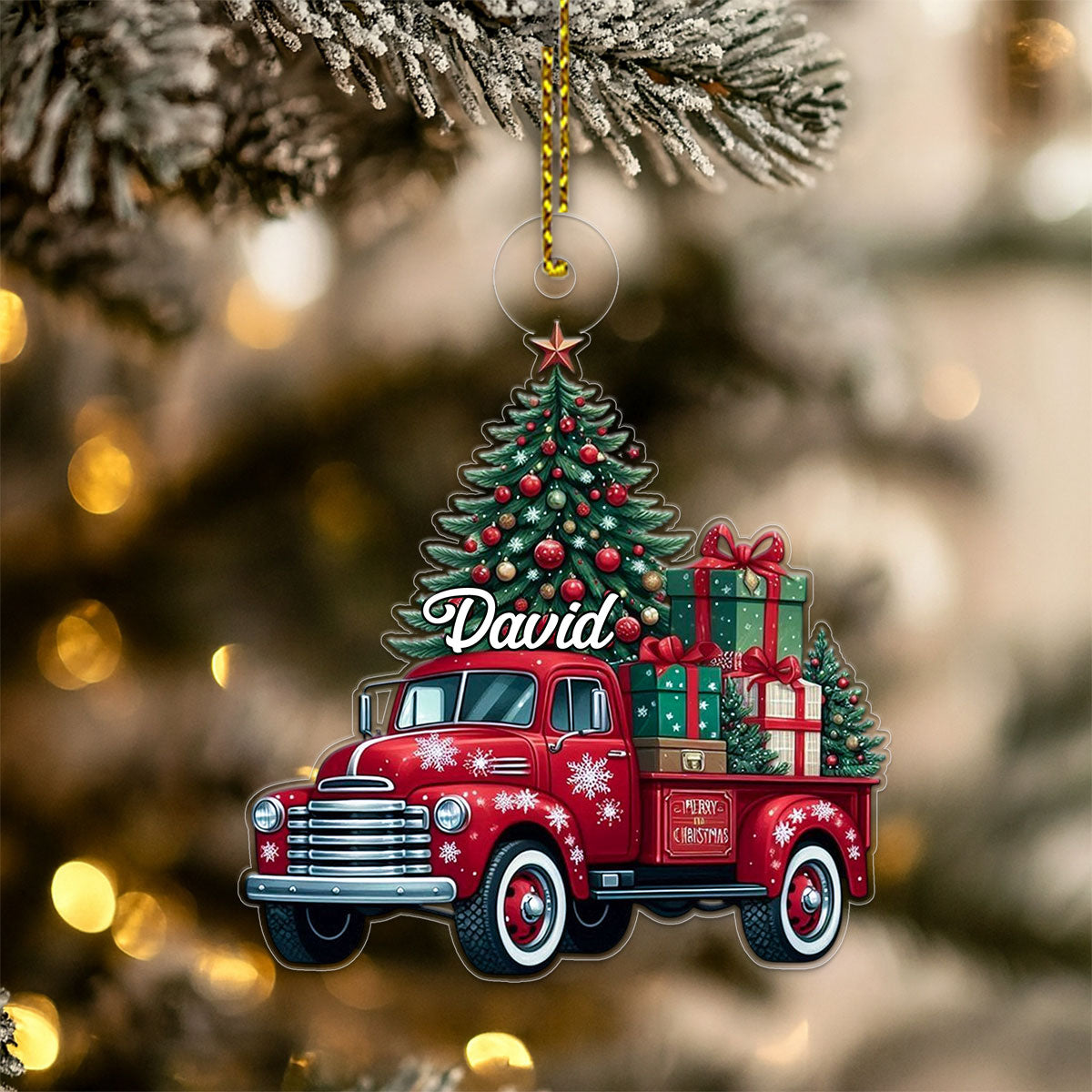 Custom Name Farm Truck Car Xmas Tree