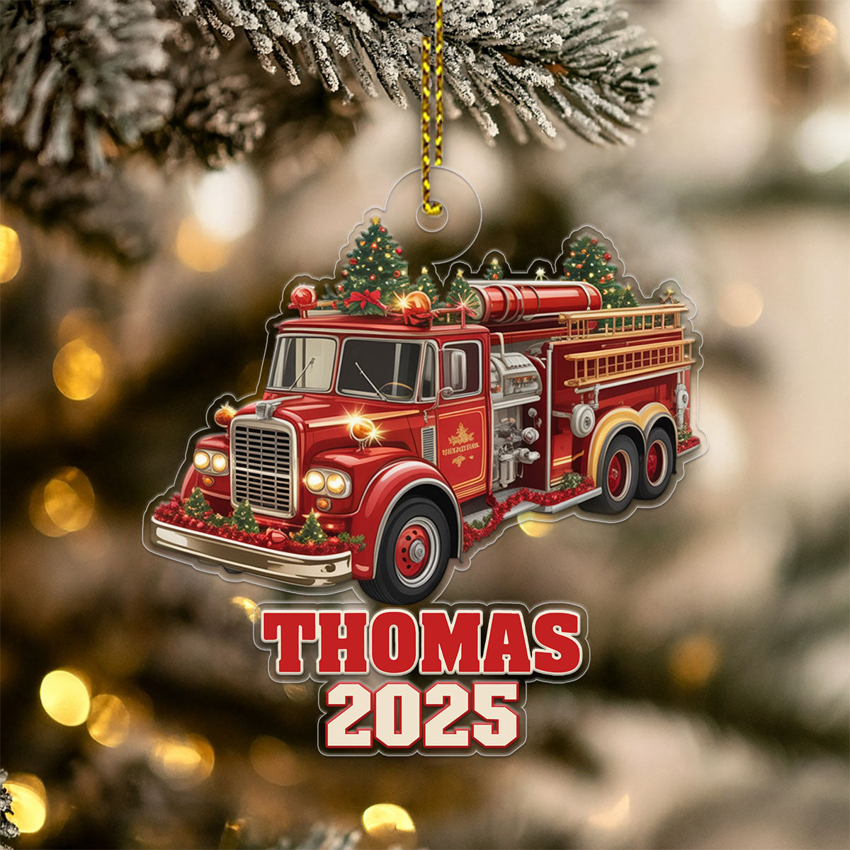 Custom Name Fire Truck Xmas