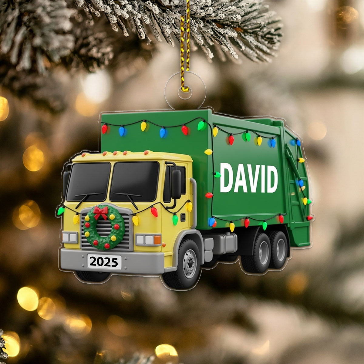 Custom Name Garbage Truck Xmas