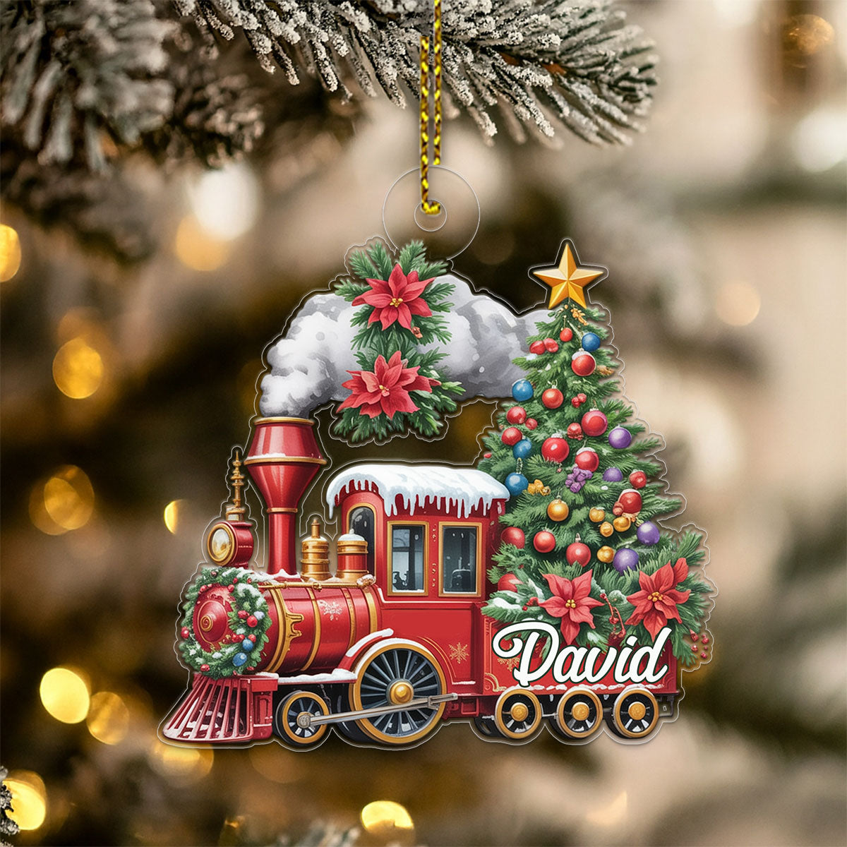 Custom Name Train Christmas Ornament