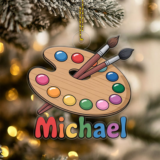 Personalized Paint Palette Ornament, Custom Artist Christmas Ornament, Creative Gift for Painter, Unique Holiday Decoration, Art Keepsake
