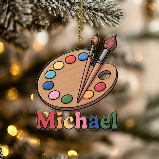 Custom Paint Palette Ornament, Personalized Art Christmas Ornament, Gift for Painter, Artistic Holiday Keepsake, Unique Xmas Decoration