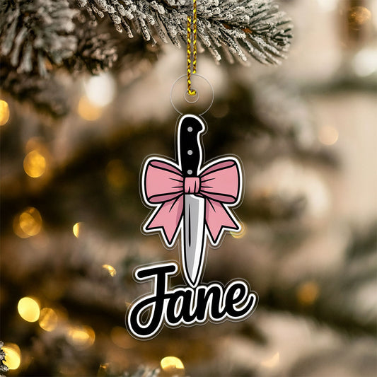 Personalized Bow Knife Ornament, Custom Hunting Christmas Ornament, Funny Gag Gift, Knife Lover Ornament, Unique Weapon Holiday Decoration