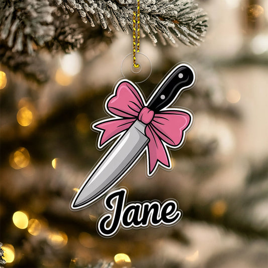 Personalized Bow Knife Ornament, Custom Hunting Christmas Ornament, Funny Gag Gift, Knife Lover Christmas Ornament, Unique Weapon Decoration